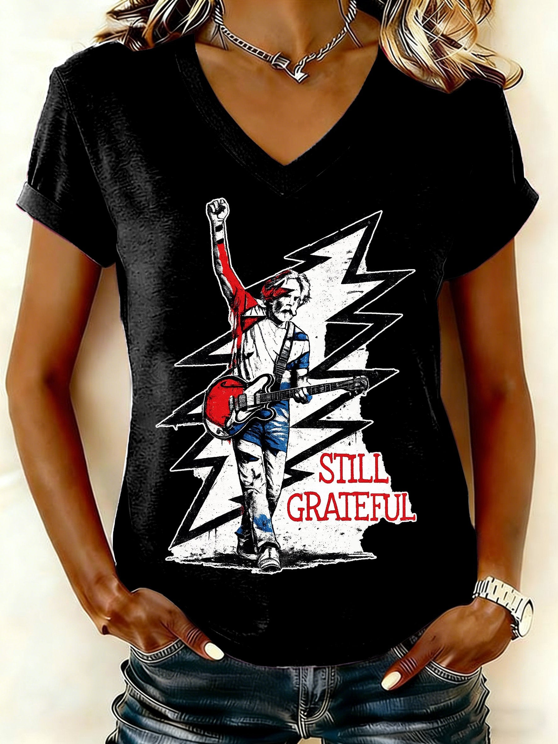 ๐ฅBuy 3 Get 15% Off Women's Still Grateful Print V Neck T-shirt