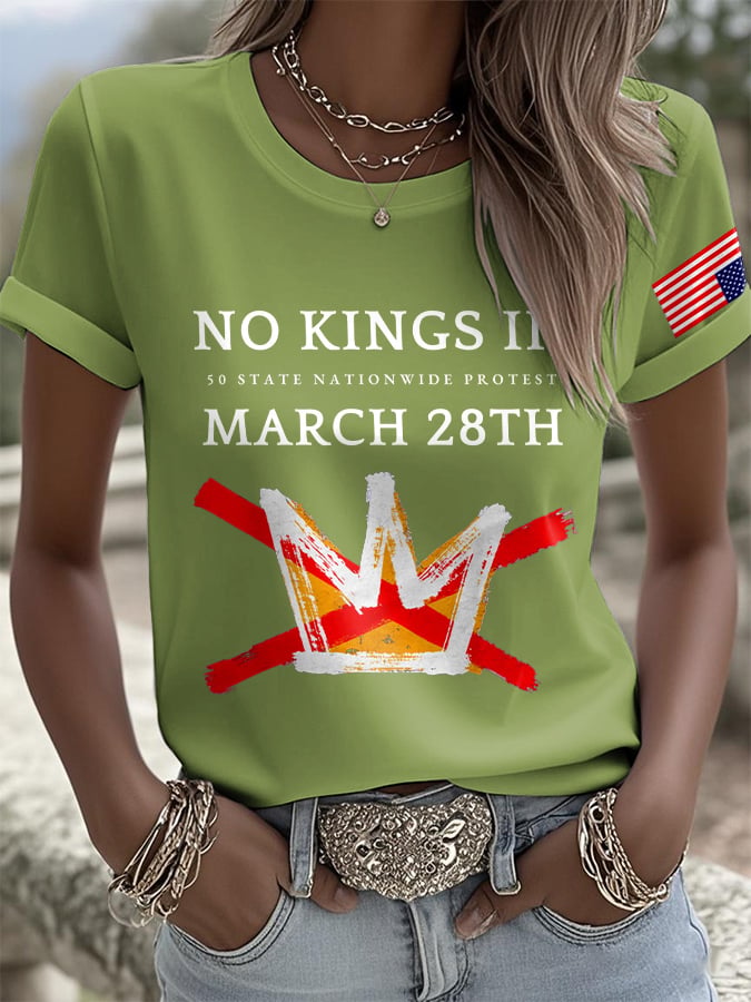 🔥Buy 3 Get 15% Off Retro No Kings III 50 State Nationwide Protest March 28th Print T-Shirt