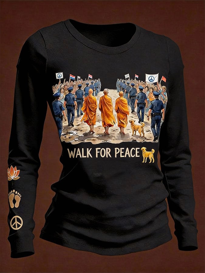 Women'S Clothing: Walking For Peace - Artistic Print Top