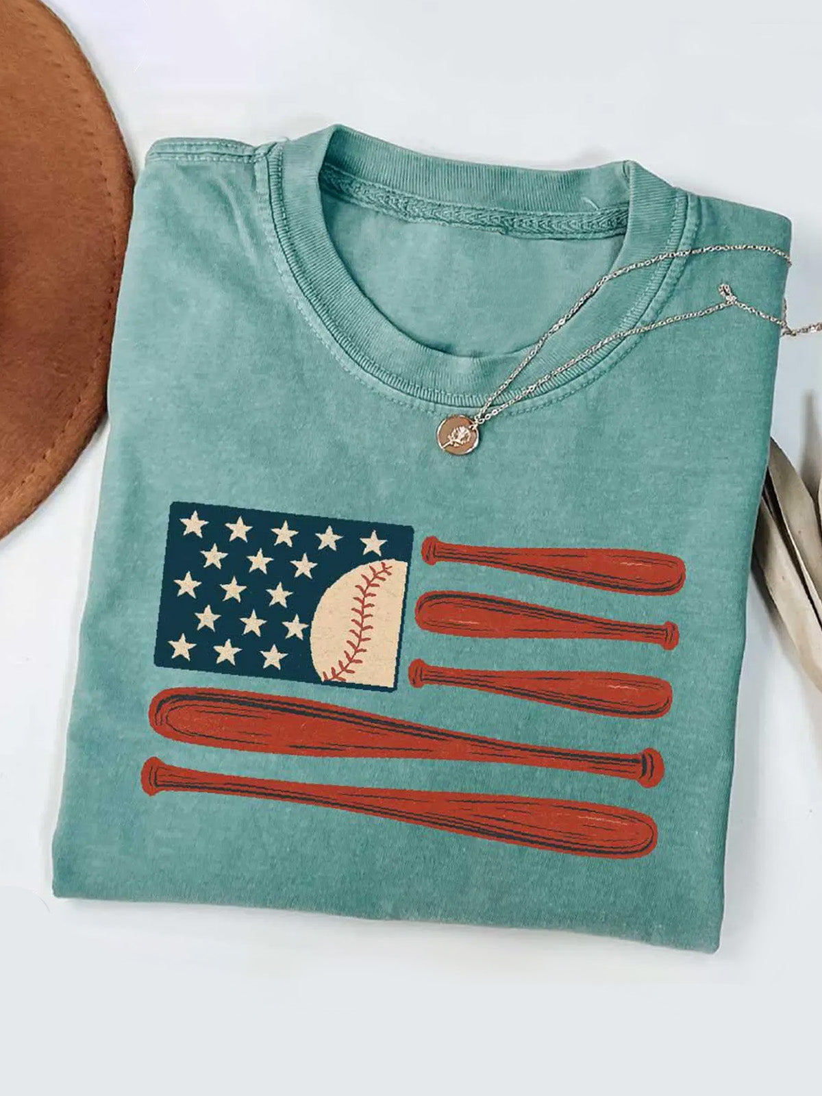 American Flag Baseball Cotton Short Sleeve T-shirt