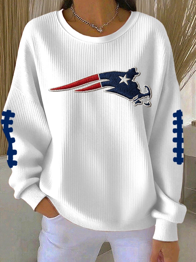 Women's football print crew neck top