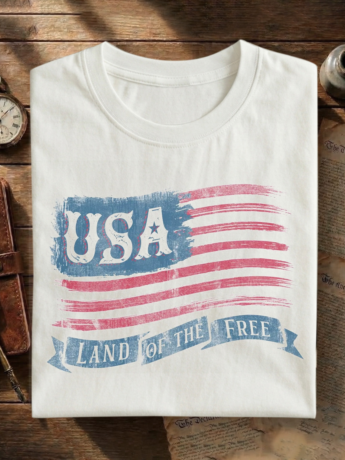 Usa Land Of The Free Cotton Short-sleeved T-shirt