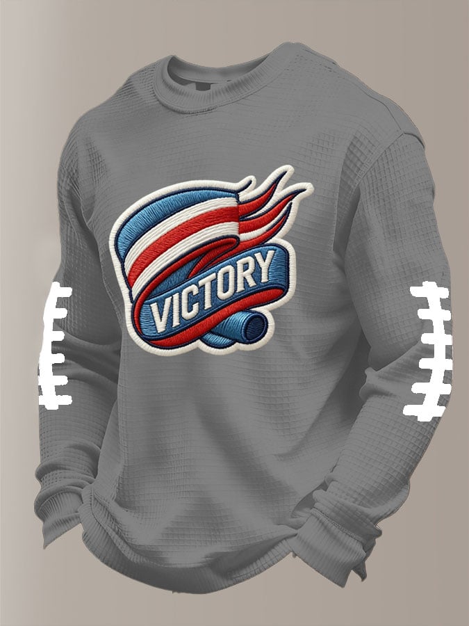 Men's Football Waffle Fabric Long-sleeved T-shirt