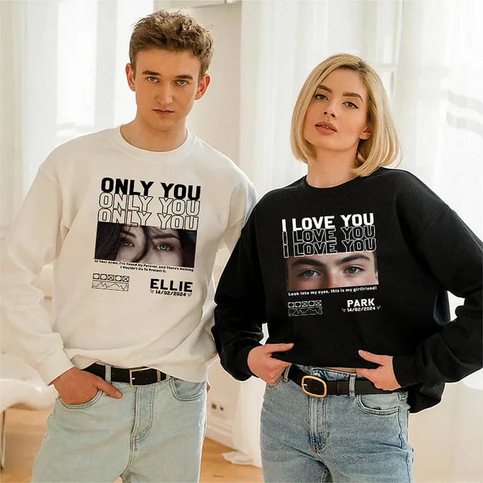 💖Best Gift For Lover💖Unique Custom Eyes Photo Tee 💗 Crewneck 💗 Hoodie