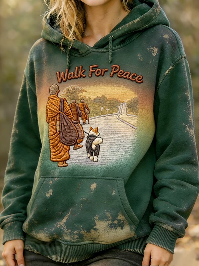 Monks participated in a peace walk with their peace dog Women's Sweatshirt
