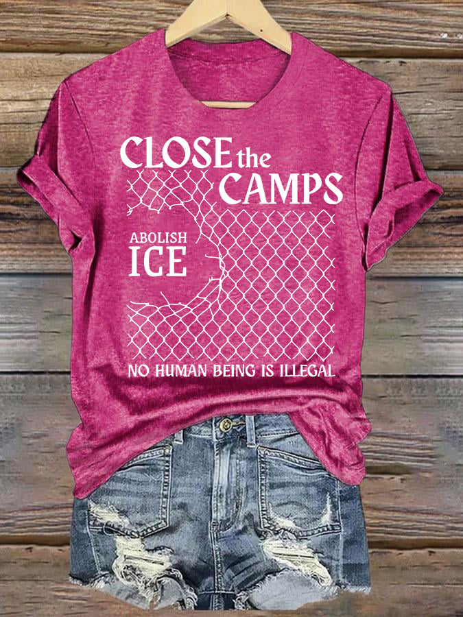 Women's Abolish ICE Close The Camps Print T-Shirt