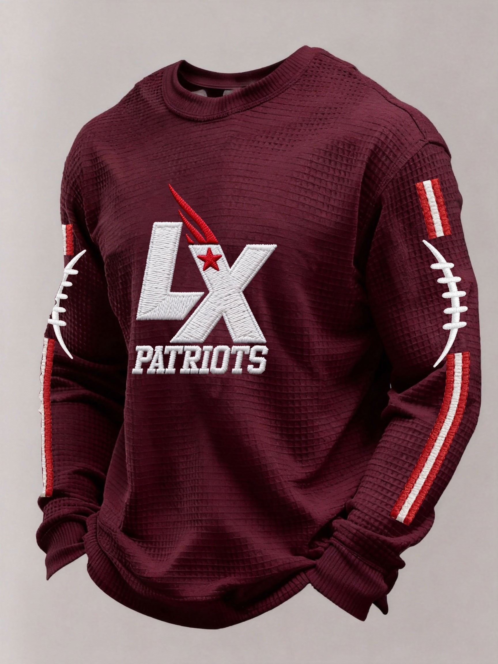 Men’s Football Graphic Waffle Knit Long Sleeve Crewneck T-Shirt