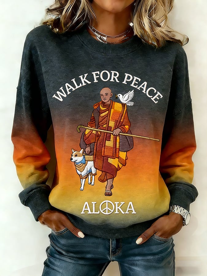 Monks participated in a peace walk with their peace dog Women's Sweatshirt