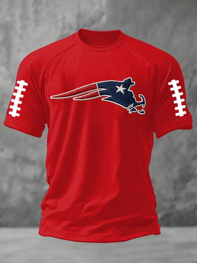 Men's football print short-sleeved T-shirt