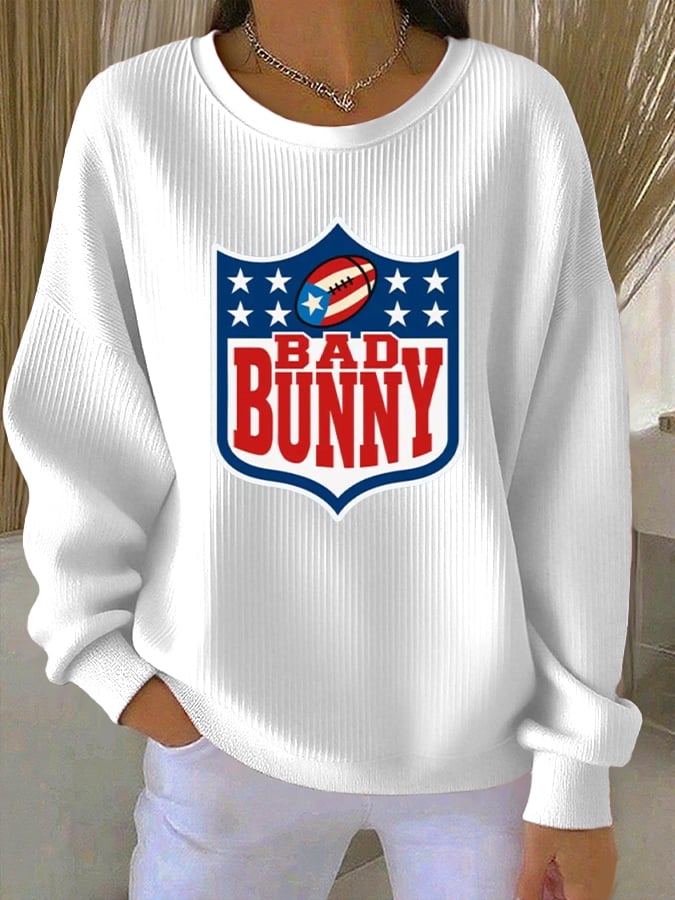 Women's Puerto Rico Print Round Neck Sweatshirt