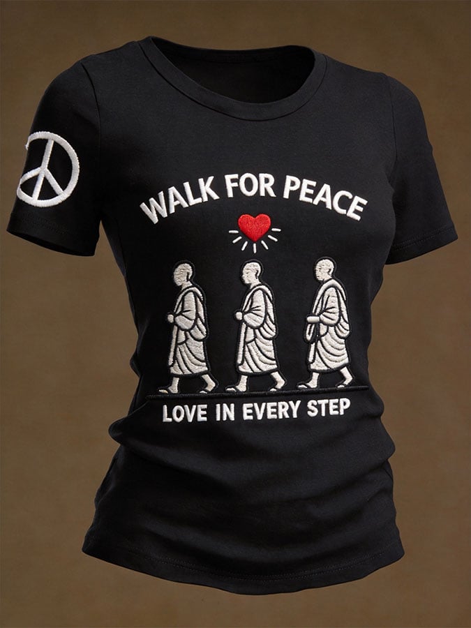 Monks' Peace Walk Event - Women's Short-Sleeve T-Shirt