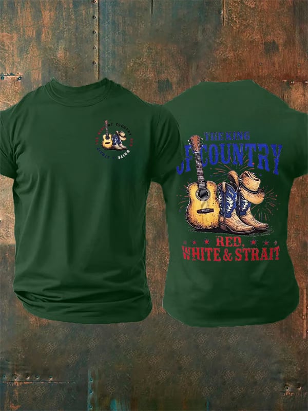 Men's RED WHITE & STRAIT Print T-Shirt