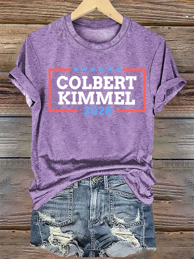 Women's Talk Show Colbert Kimme 2028 Print T-Shirt