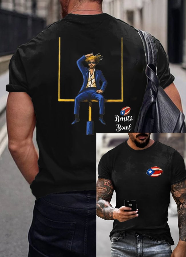 Men's Bunny Football Music Lover Print Casual T-Shirt