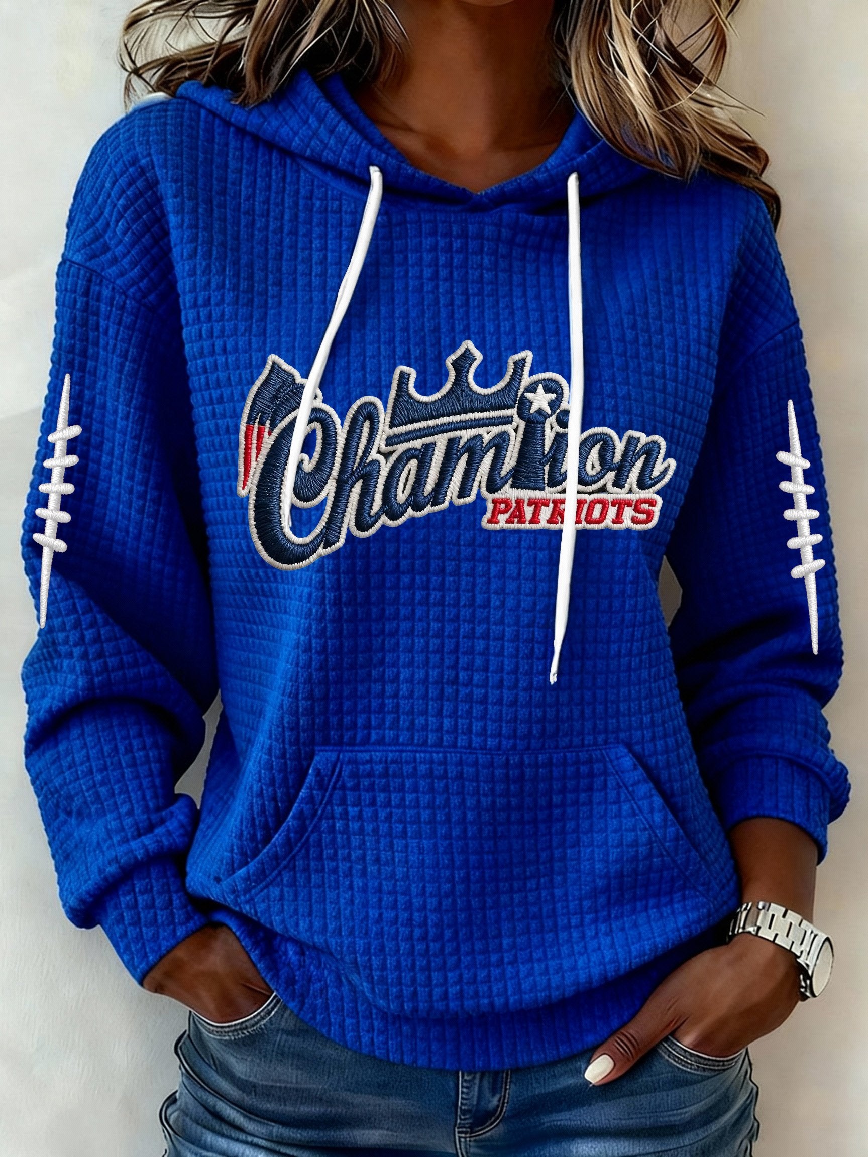 Women’s Football Graphic Waffle Knit Hoodie
