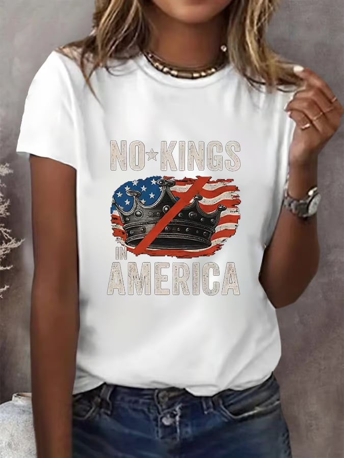 No Kings In America Print T-shirt
