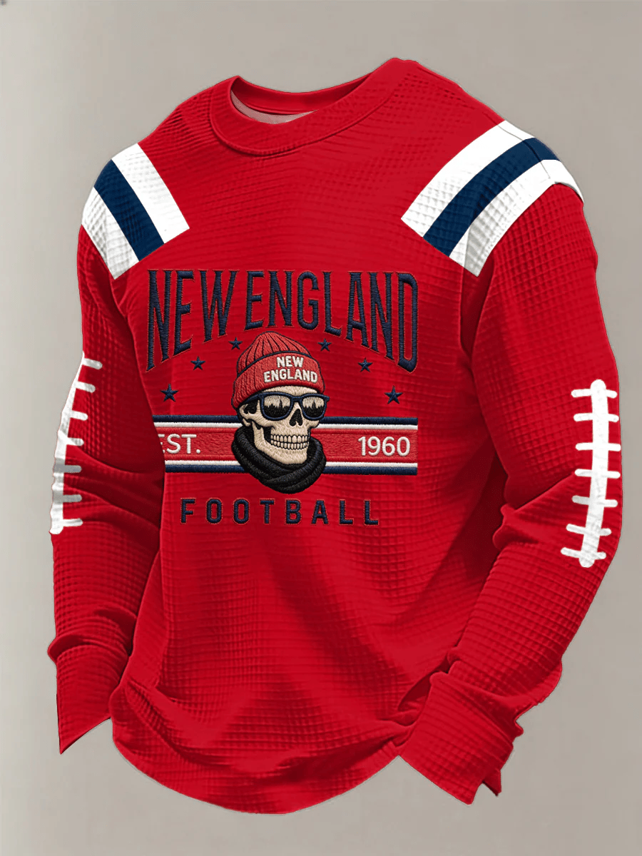 Men's Retro Football Print Casual Long-Sleeved Top