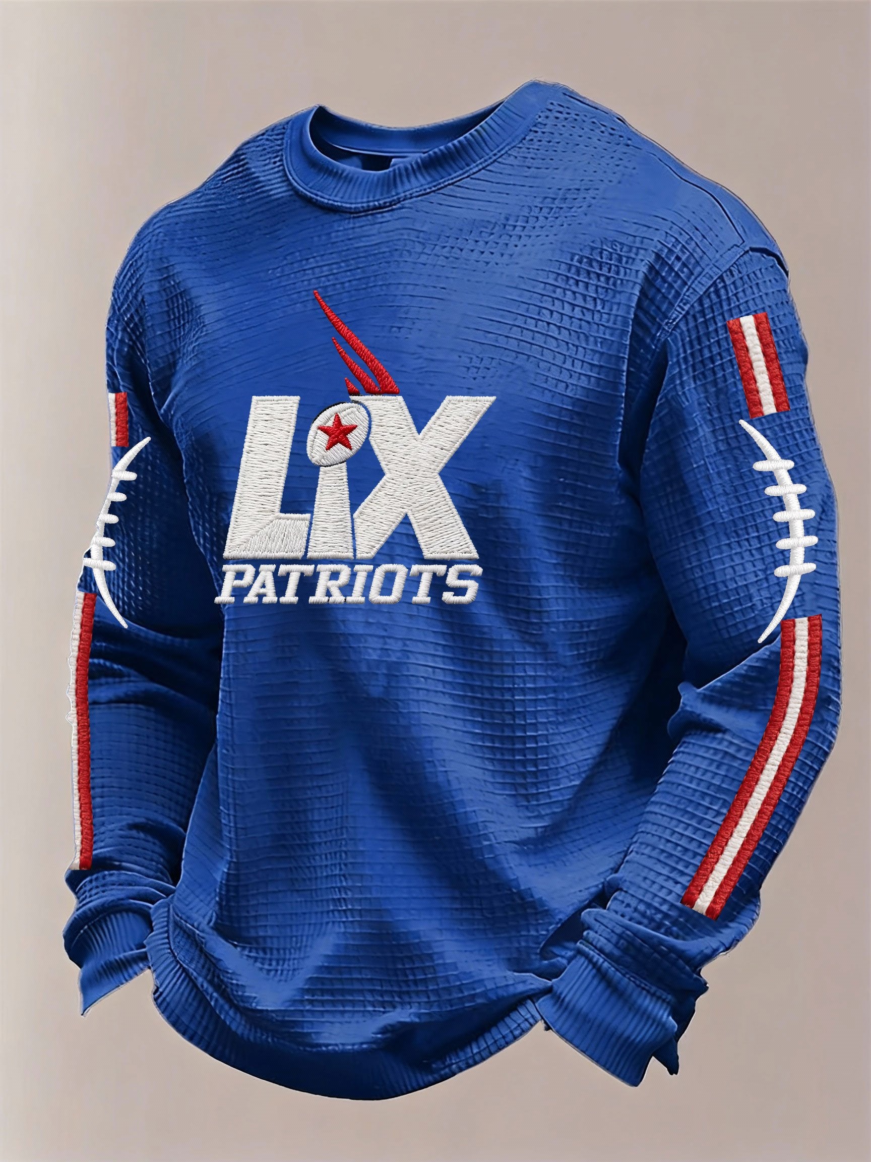 Men’s Football Graphic Waffle Knit Long Sleeve Crewneck T-Shirt