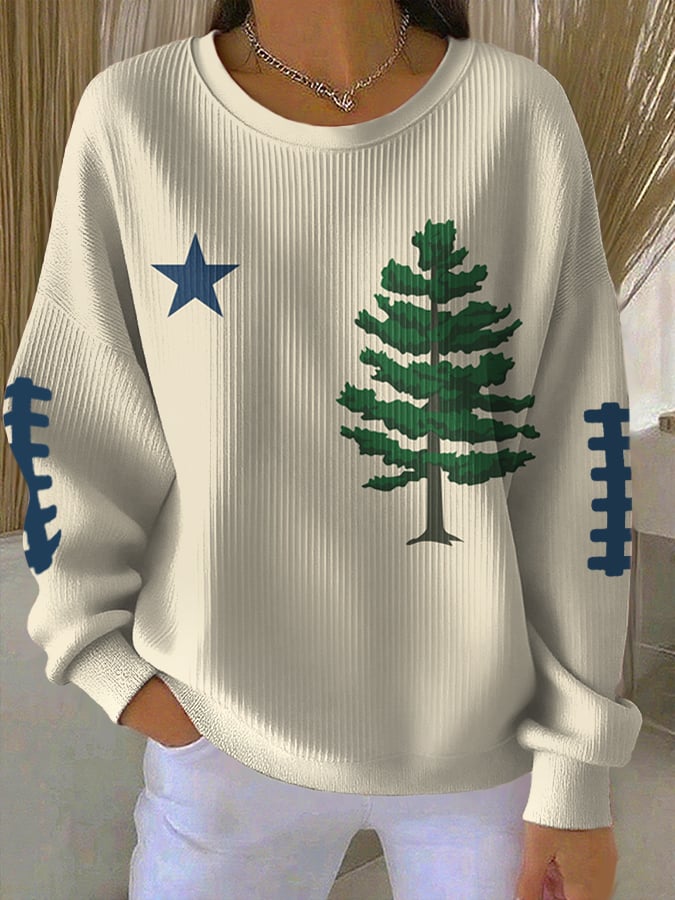 Women's Casual Rugby Textured Sweatshirt