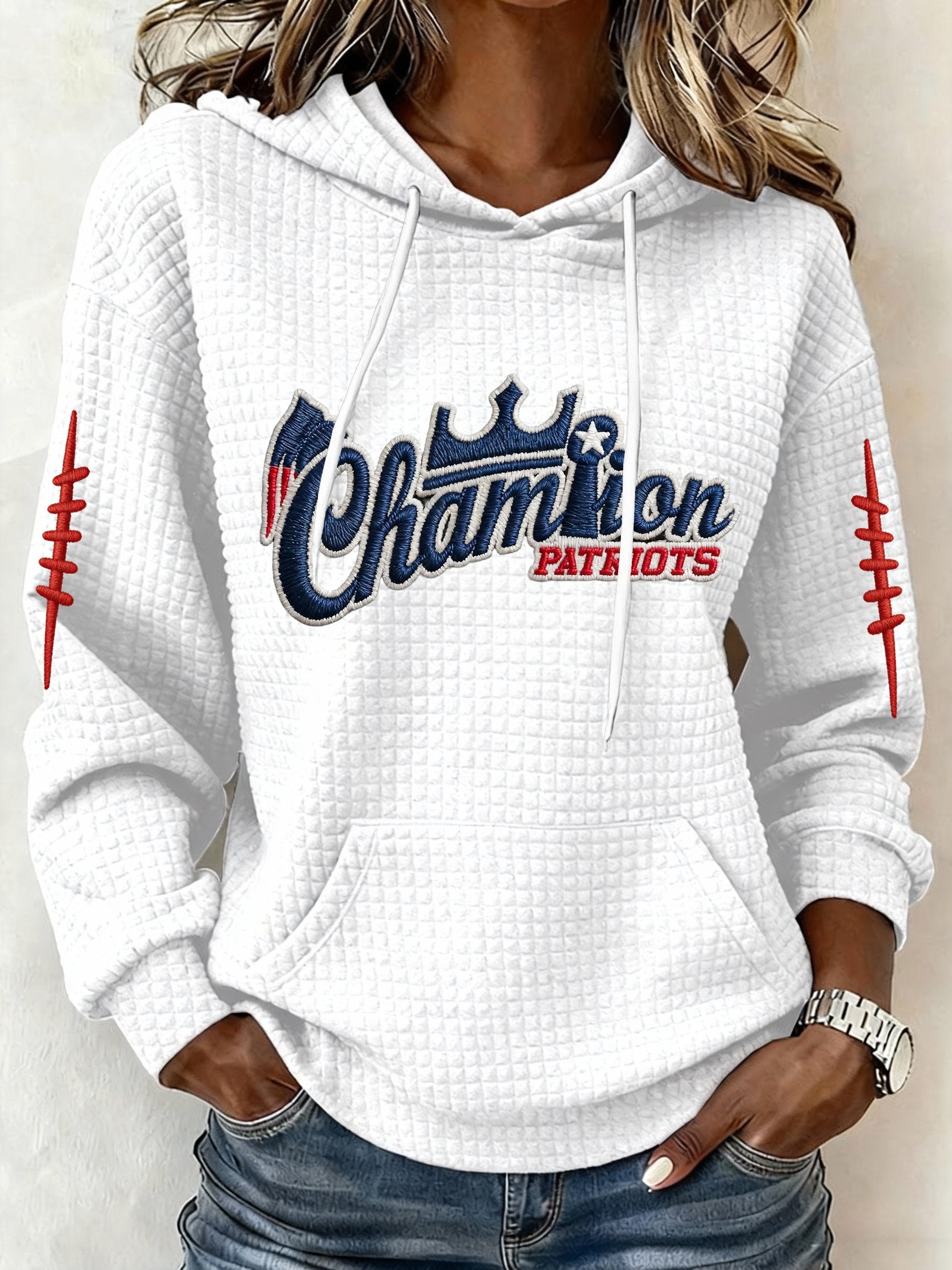 Women’s Football Graphic Waffle Knit Hoodie