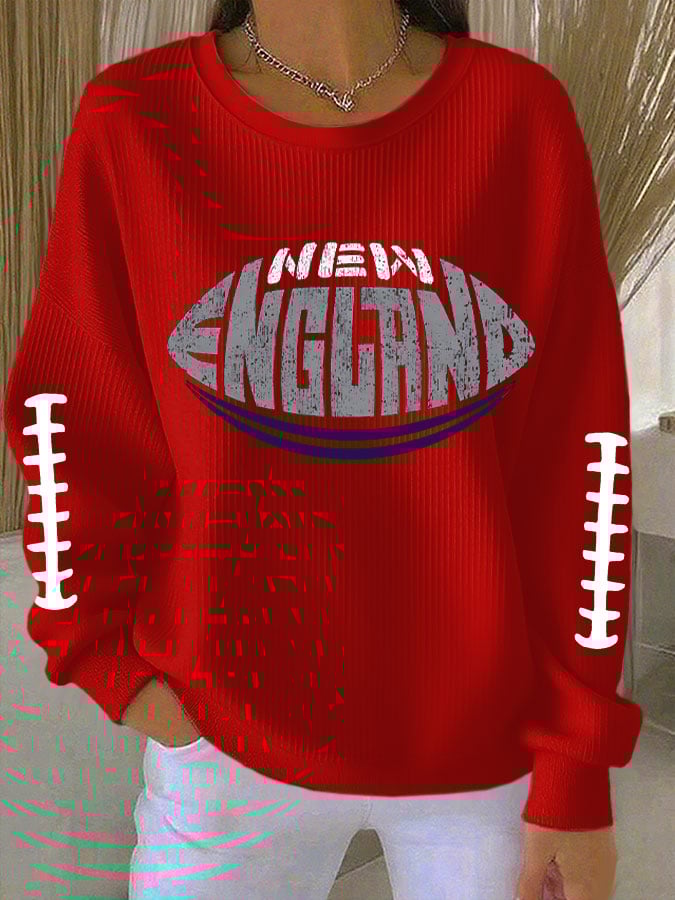 Women's Casual Rugby Textured Sweatshirt