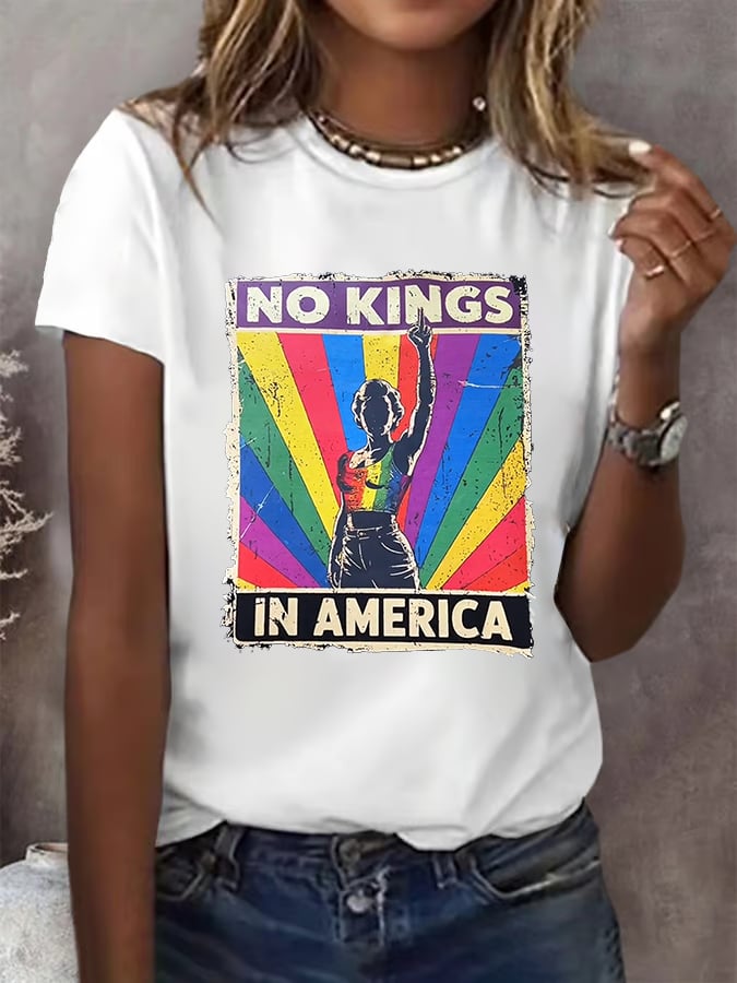 🔥Buy 3 Get 15% Off🔥No Kings In America Print T-shirt