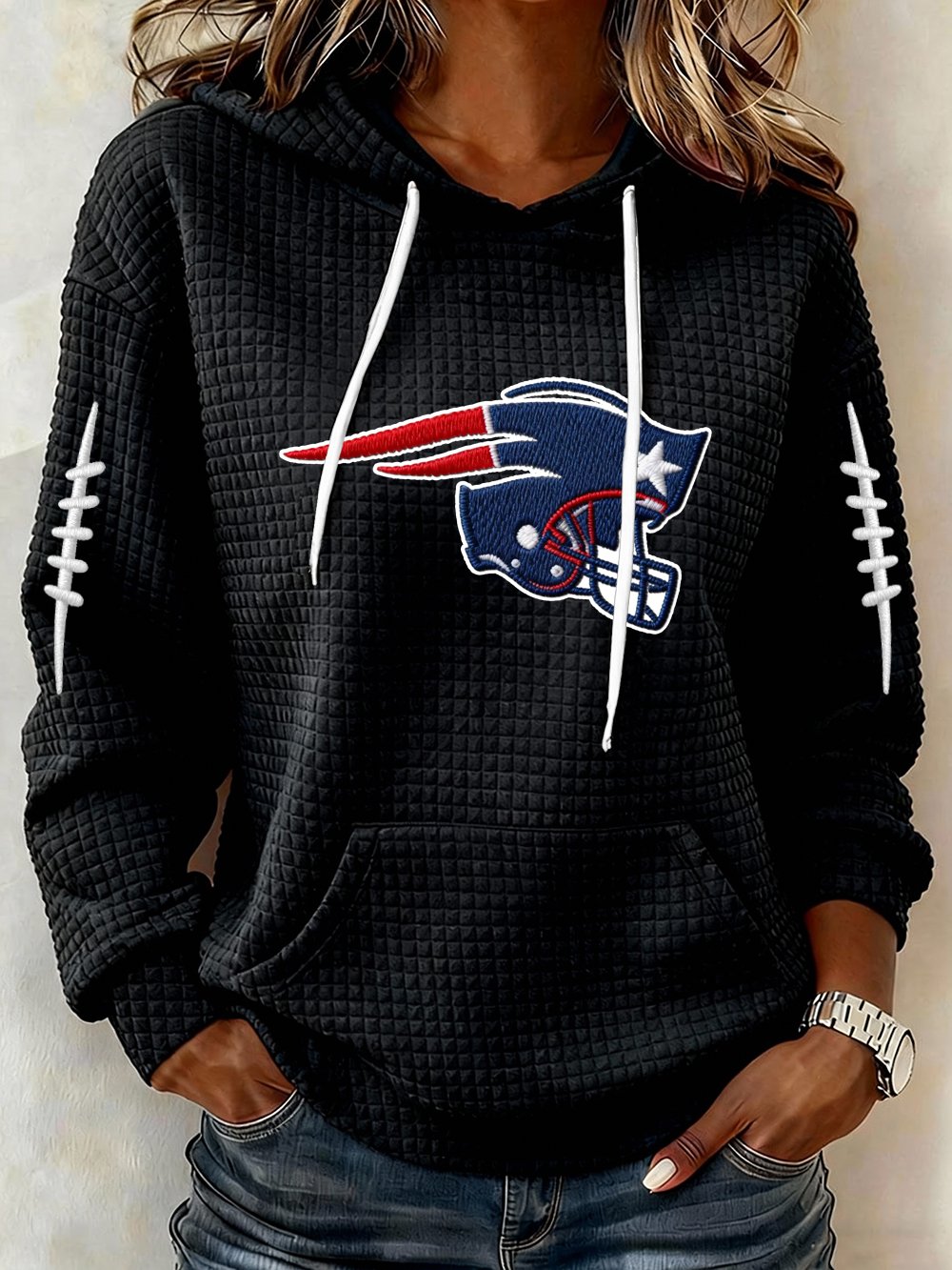 Women’s Football Graphic Waffle Knit Hoodie