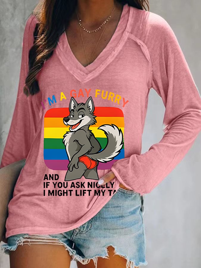 Women's I'm a gay furry Funny LGBTQ Pride Month Shirt