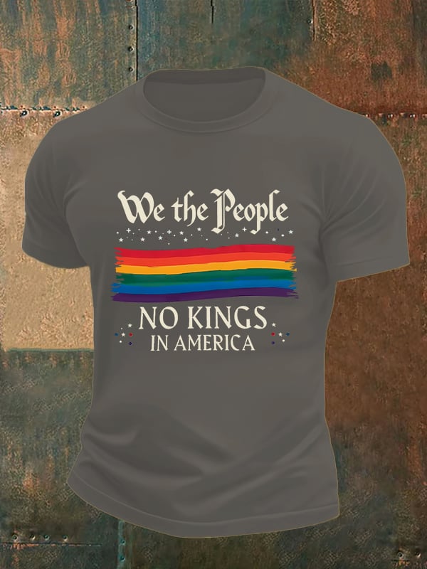 🔥Buy 3 Get 15% Off🔥Men's We the People NO KINGS IN AMERICA print T-Shirt
