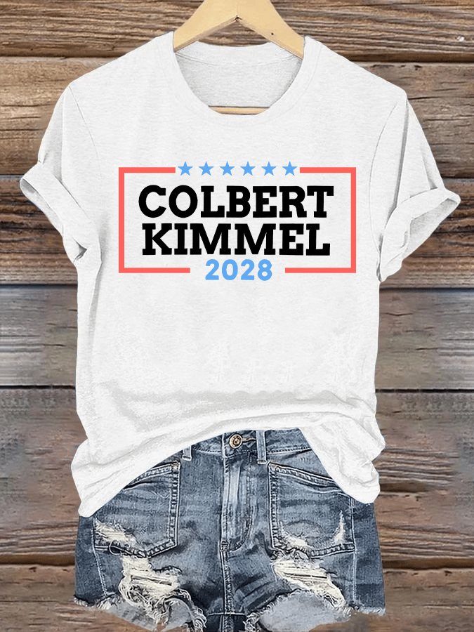 Women's Talk Show Colbert Kimme 2028 Print T-Shirt
