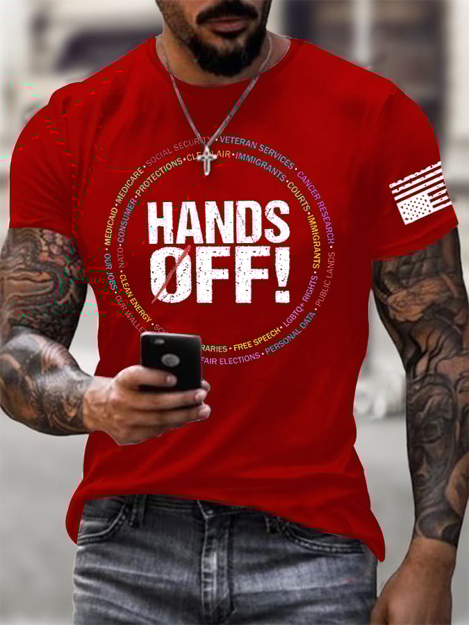 🔥Buy 3 Get 15% Off🔥Men'S Retro Hands Off Protest Print T-Shirt
