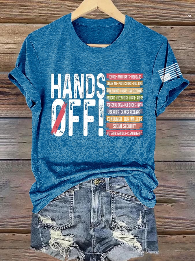 🔥Buy 3 Get 15% Off🔥Women's Retro Hands Off Protest Print T-Shirt