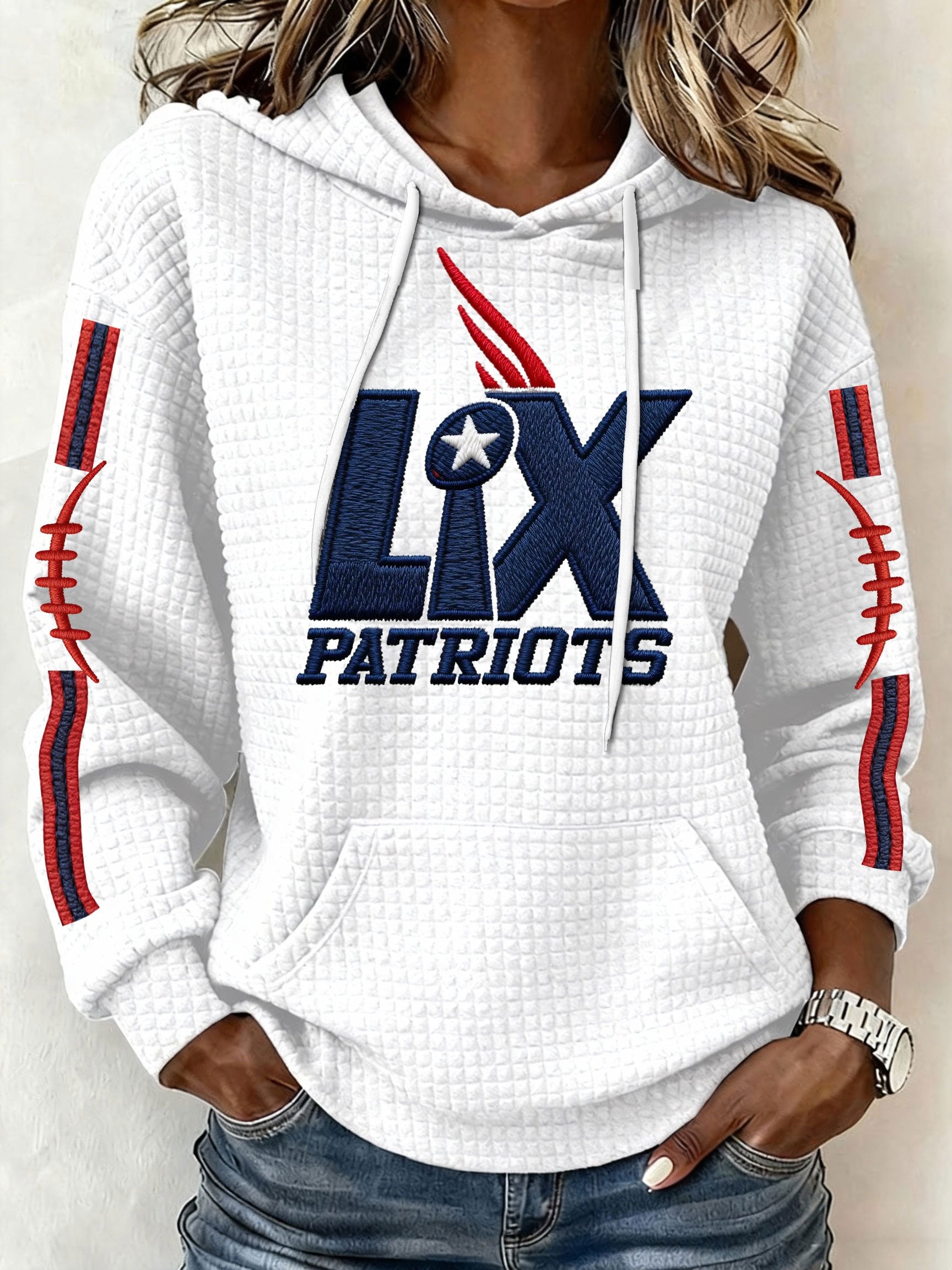 Women’s Football Graphic Waffle Knit Hoodie