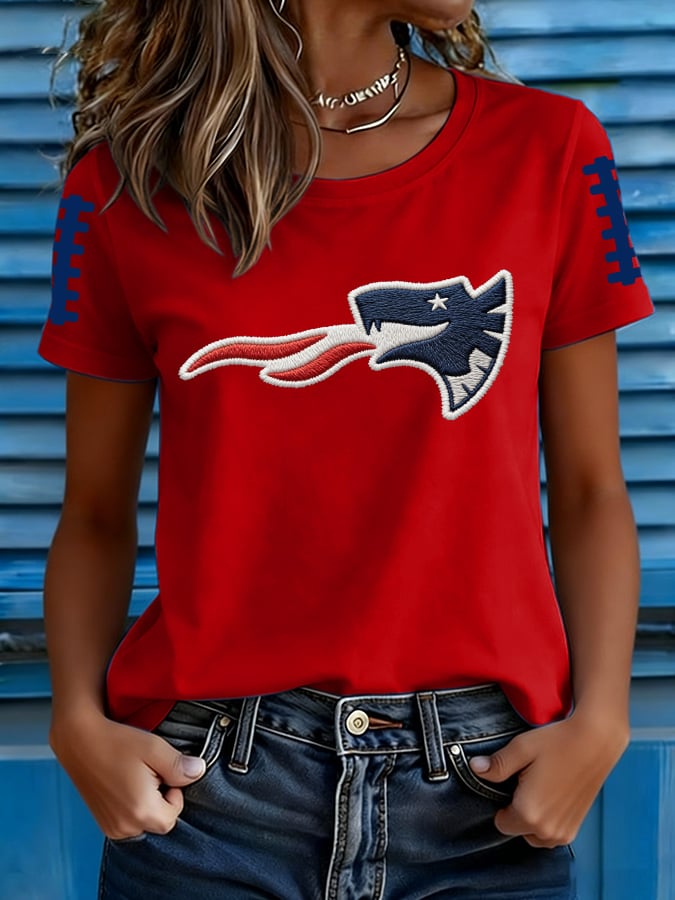 Women's rugby-print T-shirt