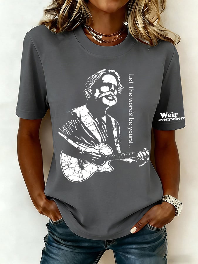 🔥Buy 3 Get 15% Off Women's Let The Words Be Yours Print Round Neck T-shirt