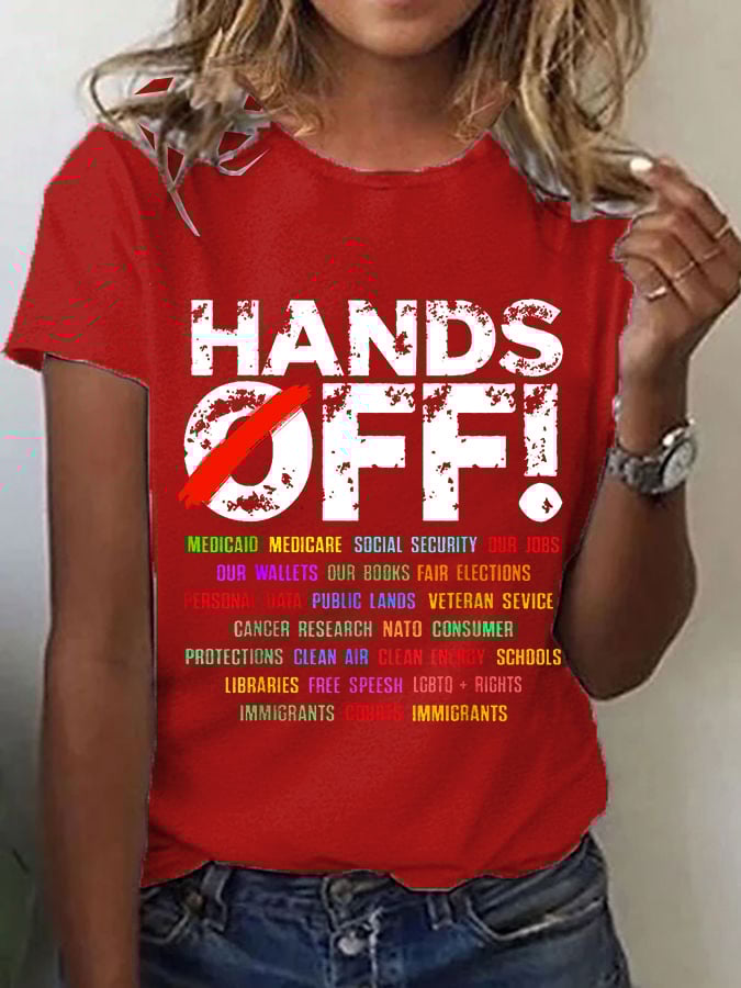 🔥Buy 3 Get 15% Off🔥Women's Hands Off Protest Print Casual T-Shirt
