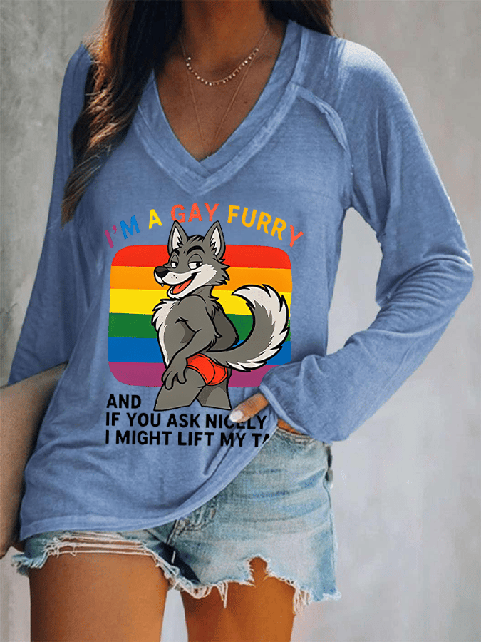 Women's I'm a gay furry Funny LGBTQ Pride Month Shirt