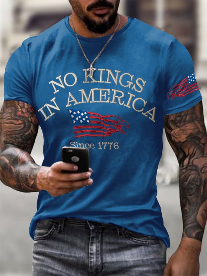 🔥Buy 3 Get 15% Off🔥Men's Retro No Kings In America Since 1776 Print T-Shirt
