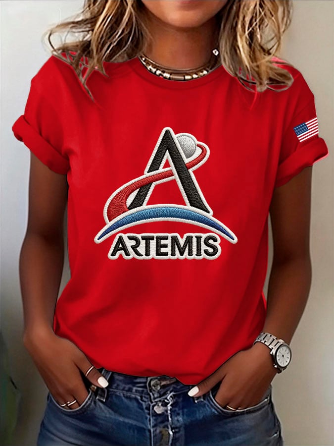 Women's Casual Artemis Ii Print Short-Sleeve T-Shirt