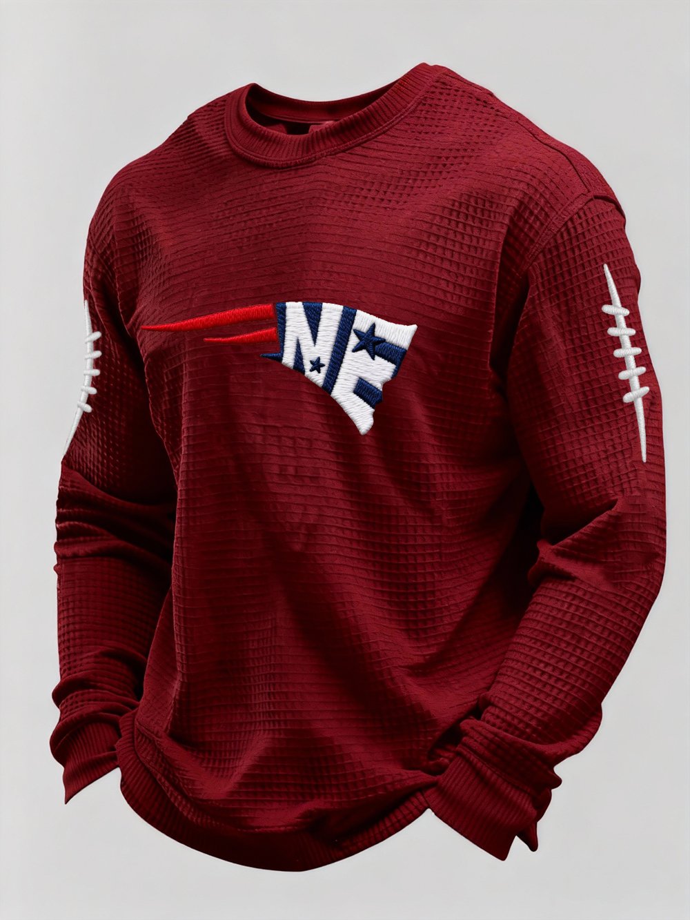 Men’s Football Graphic Waffle Knit Long Sleeve Crewneck T-Shirt