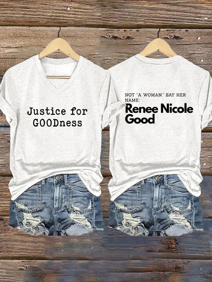 Women's Say Her Name Print V Neck T-shirt