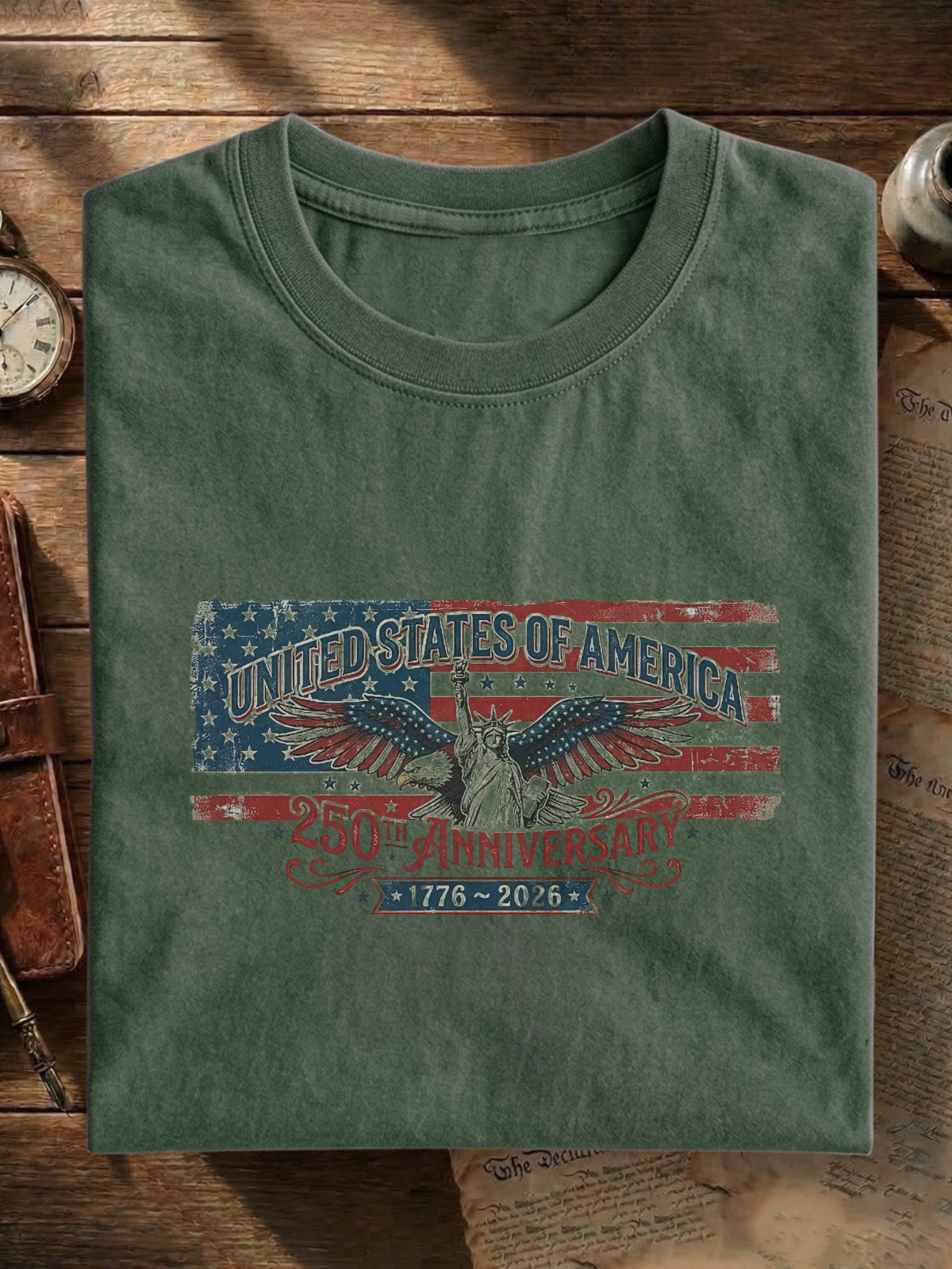 America's 250th Anniversary Statue Of Liberty Cotton Short Sleeve T-shirt