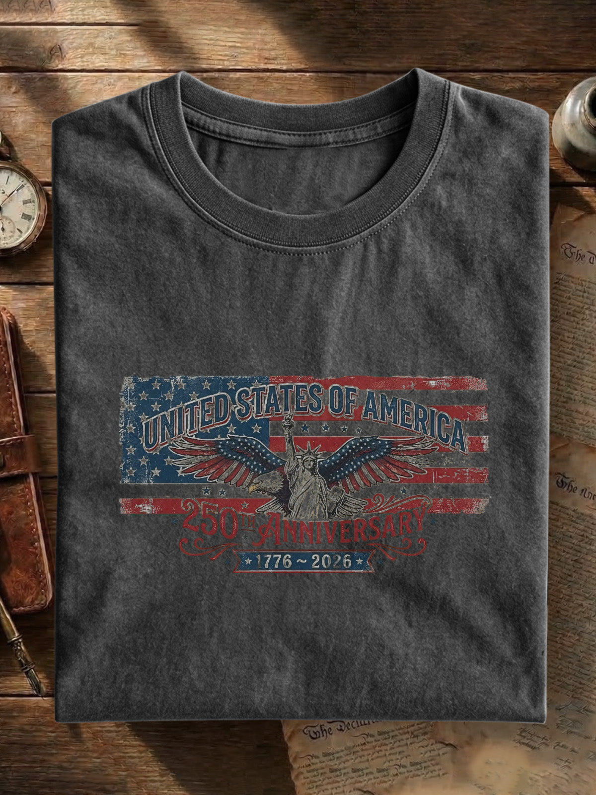 America's 250th Anniversary Statue Of Liberty Cotton Short Sleeve T-shirt