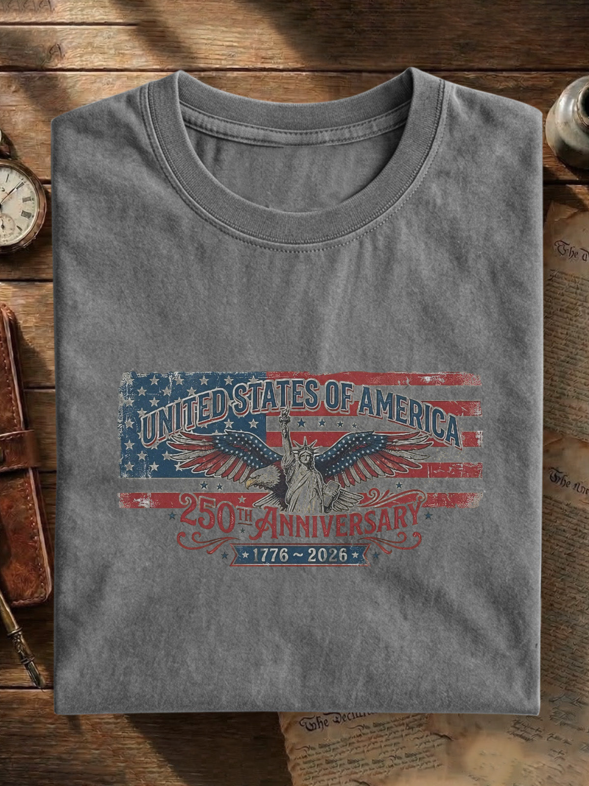America's 250th Anniversary Statue Of Liberty Cotton Short Sleeve T-shirt