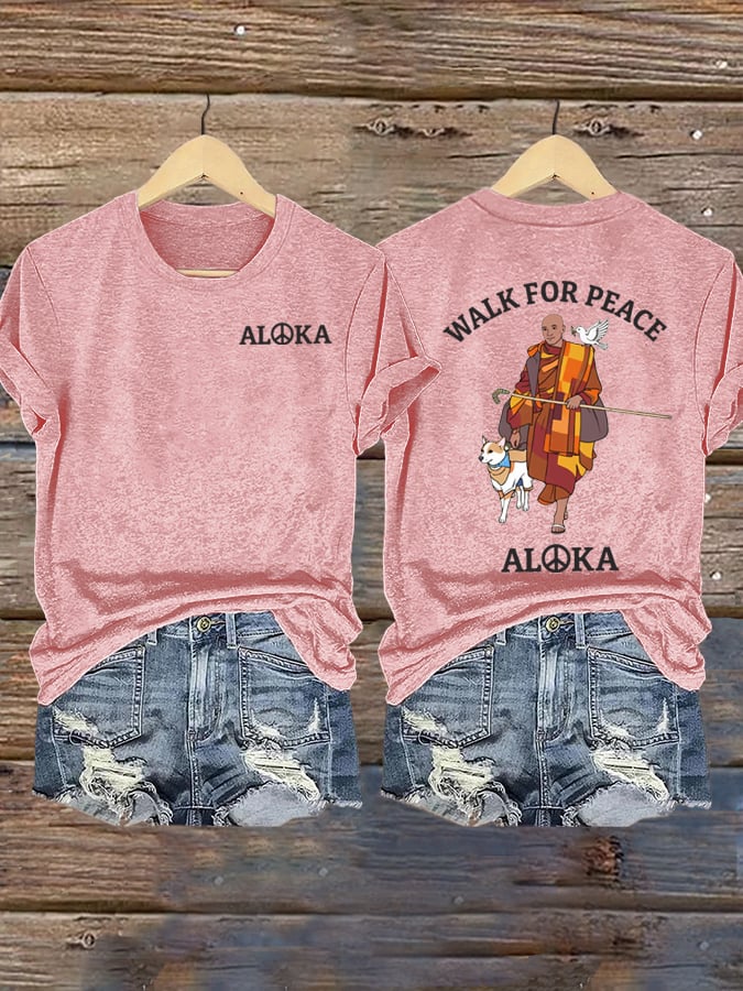 Retro Walk For Peace 19 Monks 1 Dog 2300 Miles For Peace Print T-Shirt