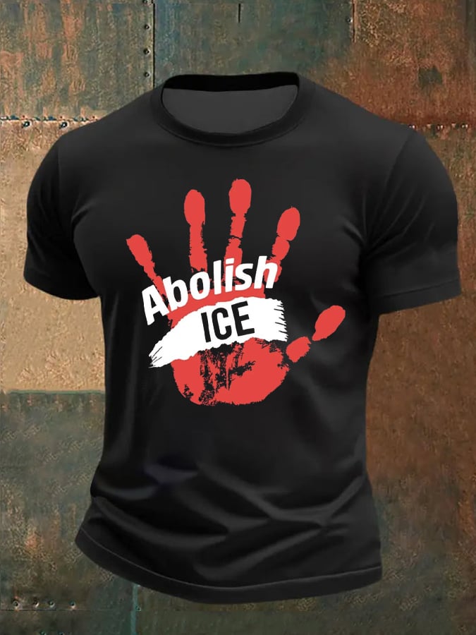 Men's Abolish ICE Casual Printed T-shirt