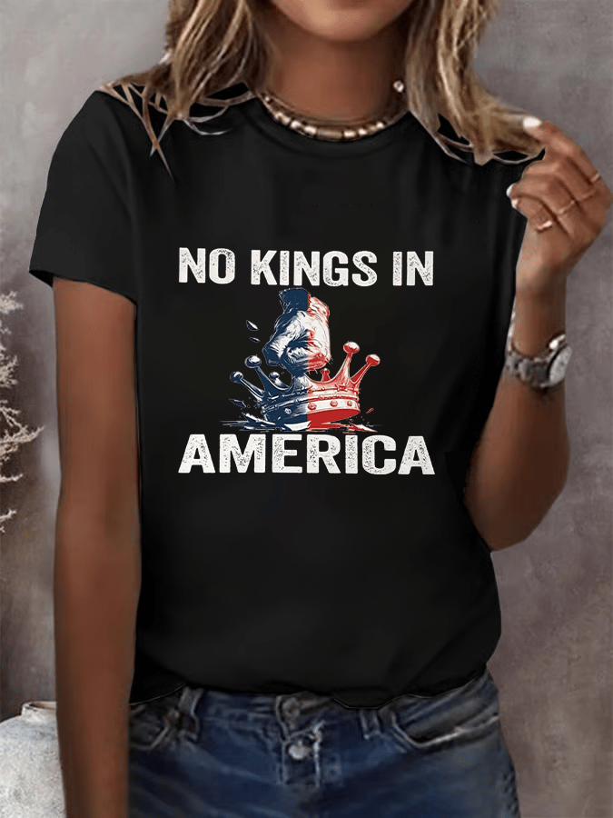 No Kings In America Print T-shirt