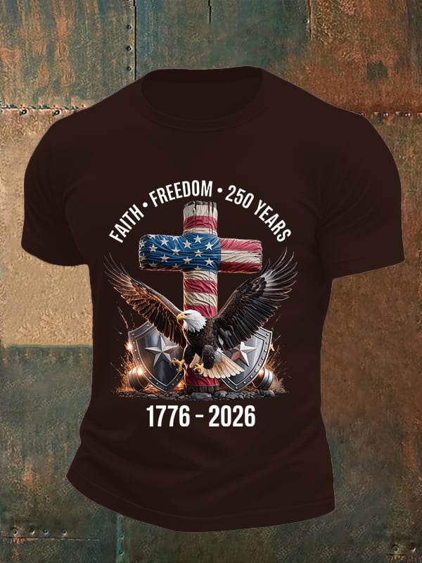 Men's Faith-Freedom-Legacy 250 years strong Print T-Shirt
