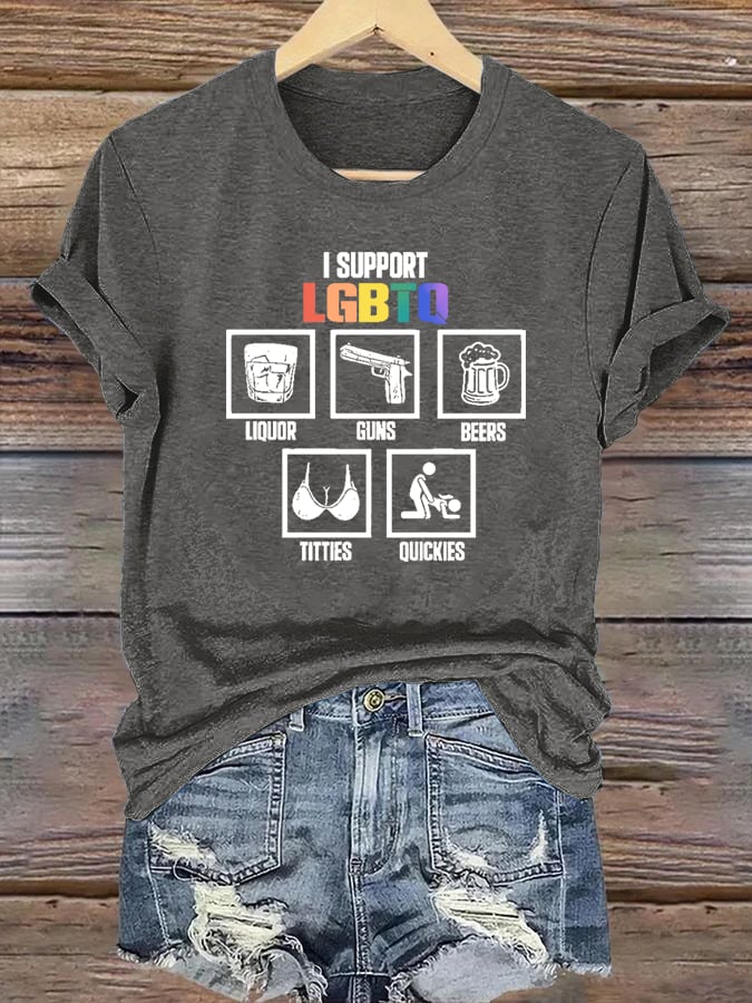 Women's I support LGBTQ Print T-shirt