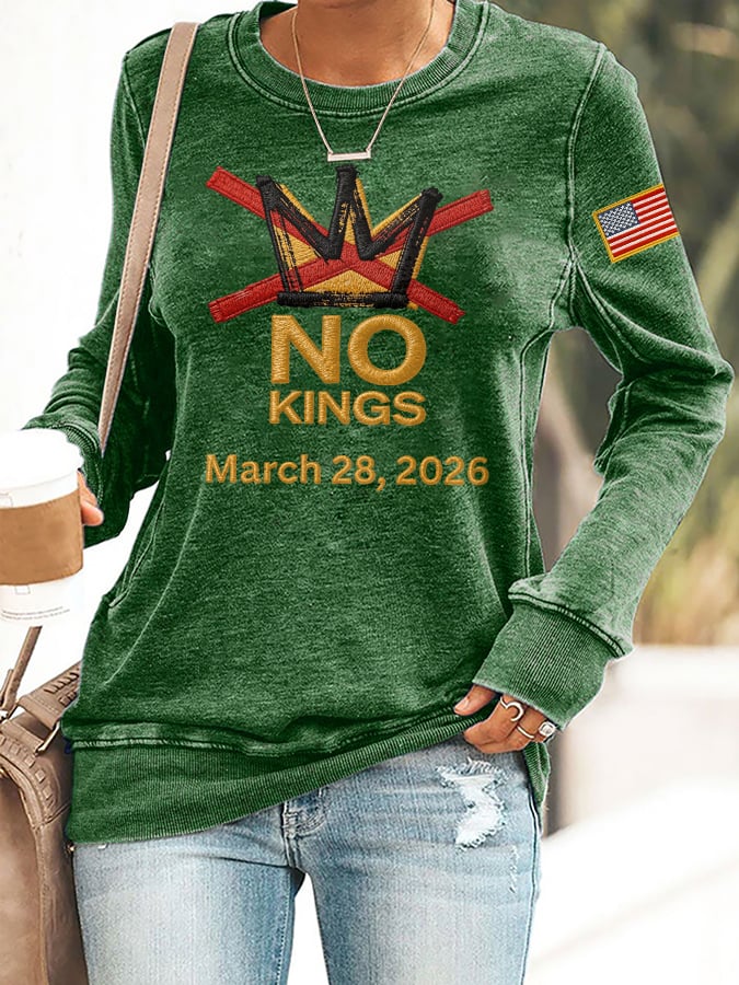 Retro No Kings Day March 28 2026 Print Sweatshirt